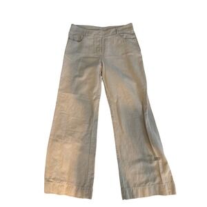 FARHI Women Beige Linen Cotton Wide Leg Pants Size 32 8 12 Travel